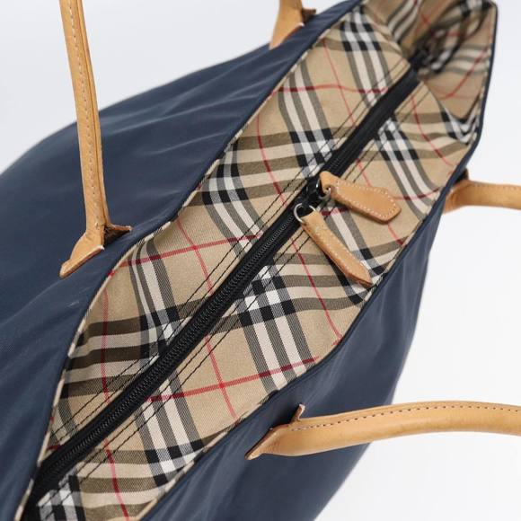 Burberrys Nova Check Blue Label Tote Bag Nylon Navy Auth fm3650 - Picture 6 of 16